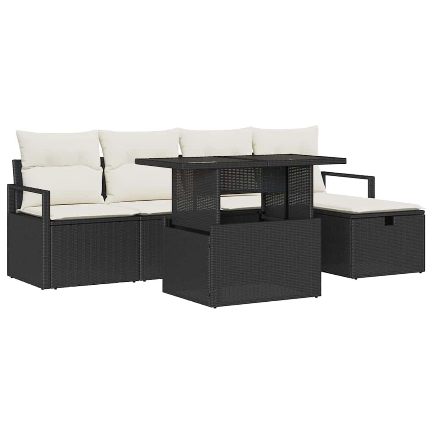 vidaXL Garten-Sofa-Set mit Kissen 6-Tlg Schwarz Poly Rattan 3361116 günstig online kaufen