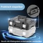 STAHLWERK Akku-Schlagschrauber Set mit stapelbaren Werkzeugboxen, verbunden durch Klicksystem.