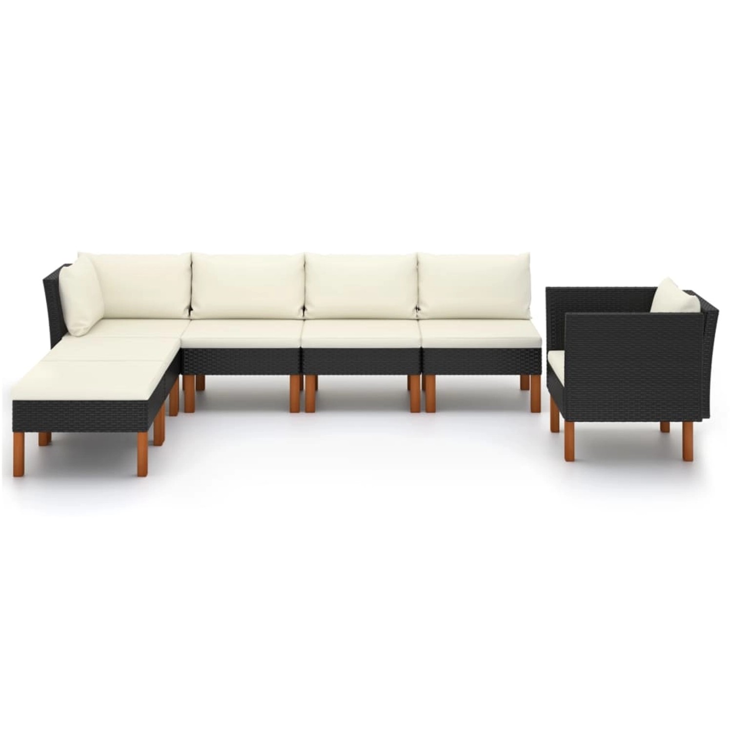 8-tlg. Garten-lounge-set Poly Rattan Eukalyptusholz Schwarz günstig online kaufen