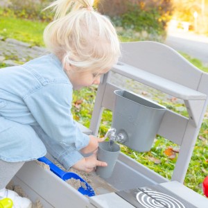 roba Wasserbehälter in Grau für Matschküchen & Wassertische mit Wasserhahn