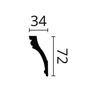Profil der NMC Z9-Box ARSTYL Eckleiste mit Maßangaben (34x72mm).