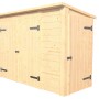 Weka Gartenschrank Multibox mit Regalsystem aus naturbelassenem Holz mit zwei Türen.