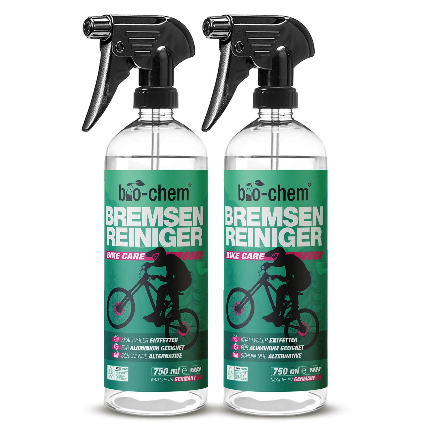 bio-chem Bremsenreiniger Spray Entfetter für Fahrrad und Kfz 2x 750 ml