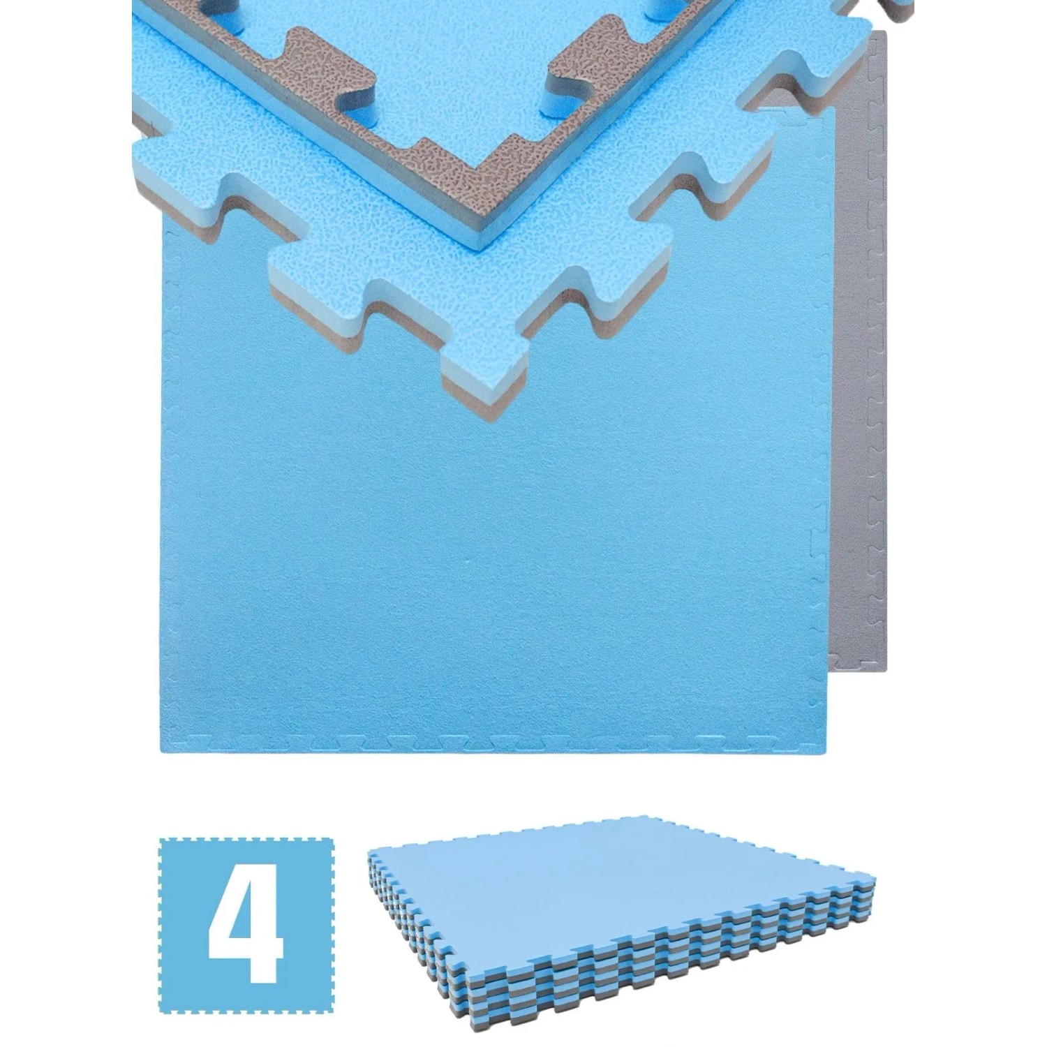 eyepower Fitnessmatte 90 x 90 x 2 cm 4er Set Blau