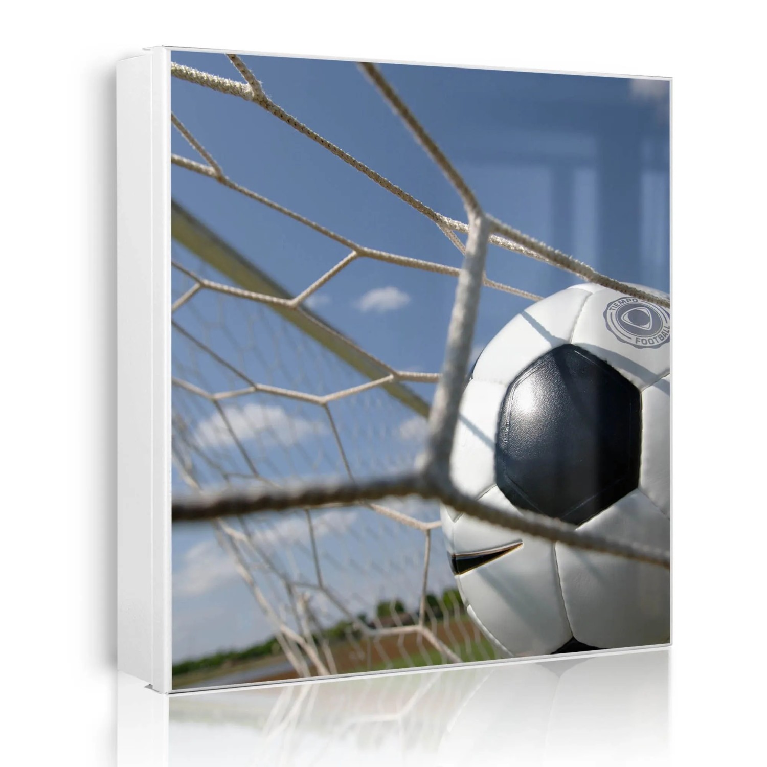 Banjado Großer Schlüsselkasten Metall 30x30cm Weiß Scharnier Links 50 Haken Beschreibbar Magnetisch Motiv Fußball