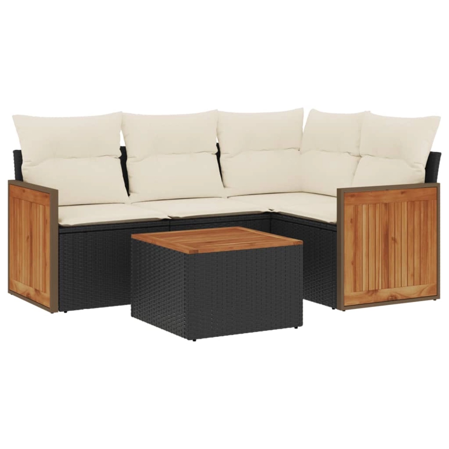 vidaXL 5-Tlg Garten-Sofagarnitur mit Kissen Schwarz Poly Rattan 3260019 günstig online kaufen