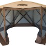 Faltpavillon ClapTop 600, 366x366 cm, beige/braun, mit Moskitonetz. Ideal für Camping und Festivals.
