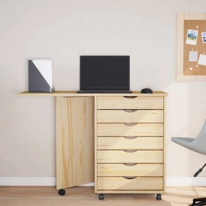 vidaXL Rollwagen mit Schreibtisch MOSS Klarlack 105,5 x 39 x 74,5 cm 42032404
