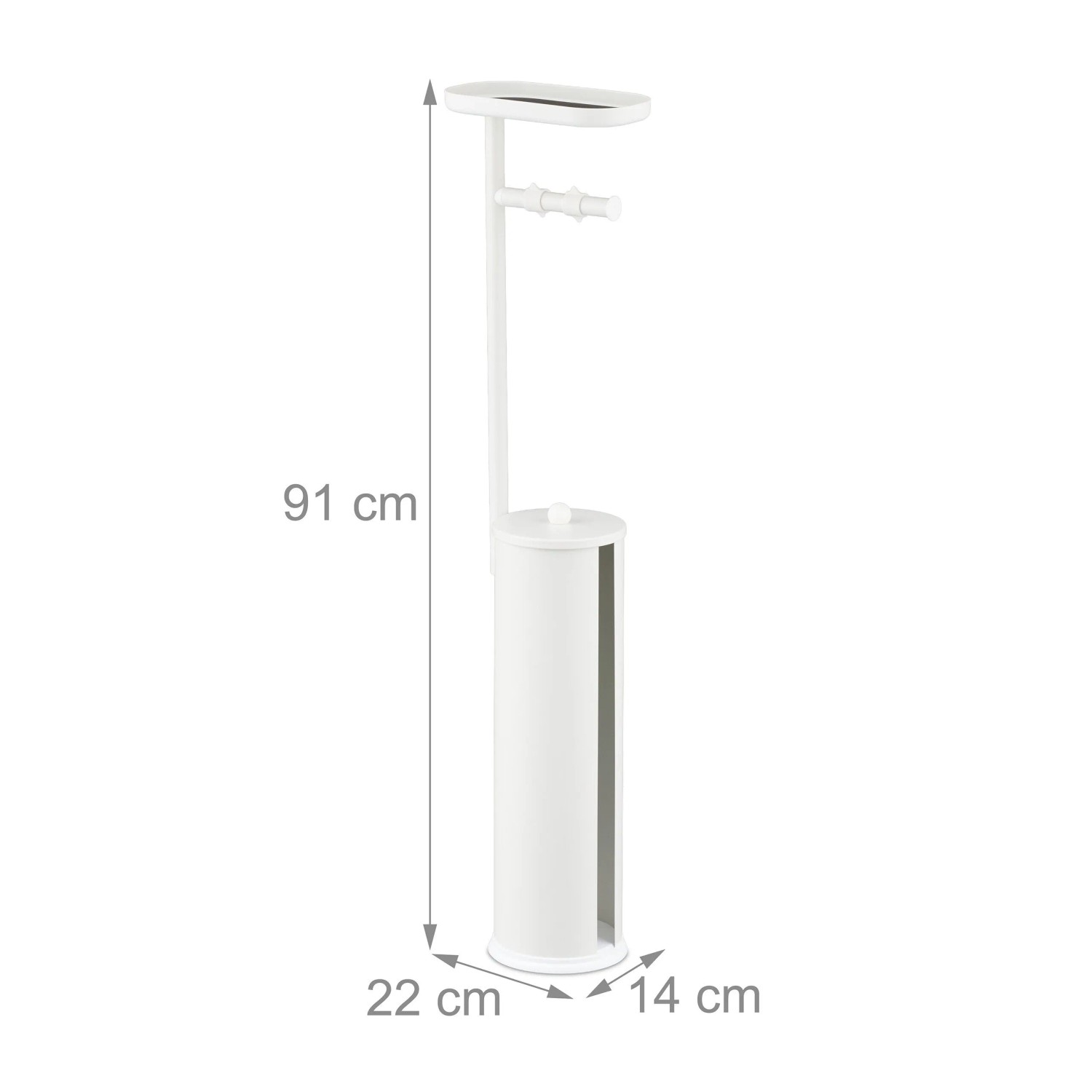 Relaxdays Toilettenpapierhalter mit Ablage Metall Weiß Freistehend Rutschfest 91 cm x 22 cm x 14 cm 1,1 kg_4