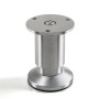 SOTECH ALPHA Möbelfuß aus gebürstetem Aluminium, 80 mm hoch, mit runder Montageplatte und Bodengleiter.