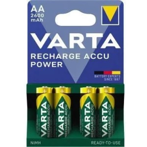 Varta AA Mignon Akkus 2600 mAh, 4 Stück, in blauer/grüner Verpackung. Ready2use Hochleistungsakkus.