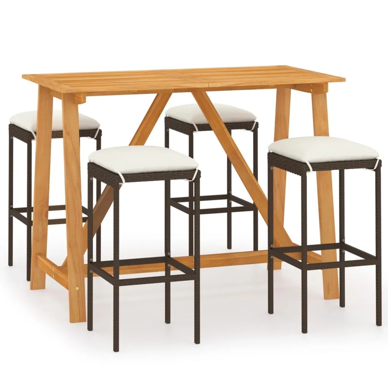 vidaXL 5-tlg Gartenbar-Set mit Kissen Braun Modell 3
