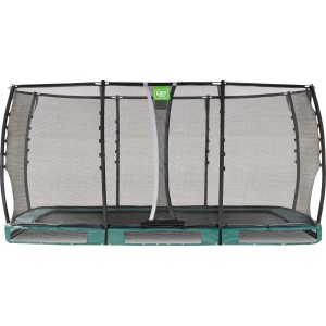 Grünes EXIT Allure Premium Bodentrampolin 244x427 cm mit Sicherheitsnetz.