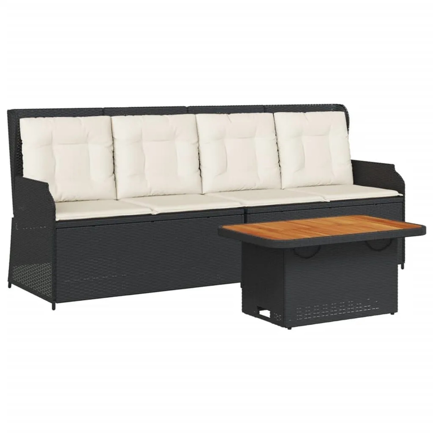 vidaXL 3-Tlg Garten-Lounge-Set mit Kissen Schwarz Poly Rattan 3262443