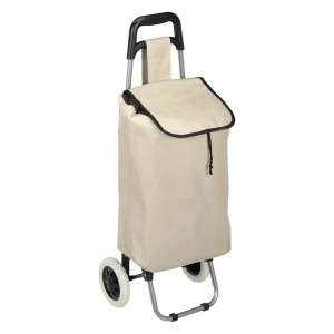 Relaxdays Einkaufstrolley Polyester Kunststoff Beige Klappbar Wasserabweisend 92,5 cm x 42 cm x 28 cm 1,4 kg
