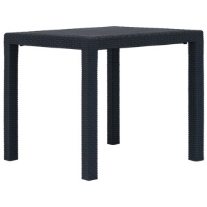 Quadratischer Gartentisch Furnicato in Anthrazit mit Rattan-Optik, 79x79x72 cm.