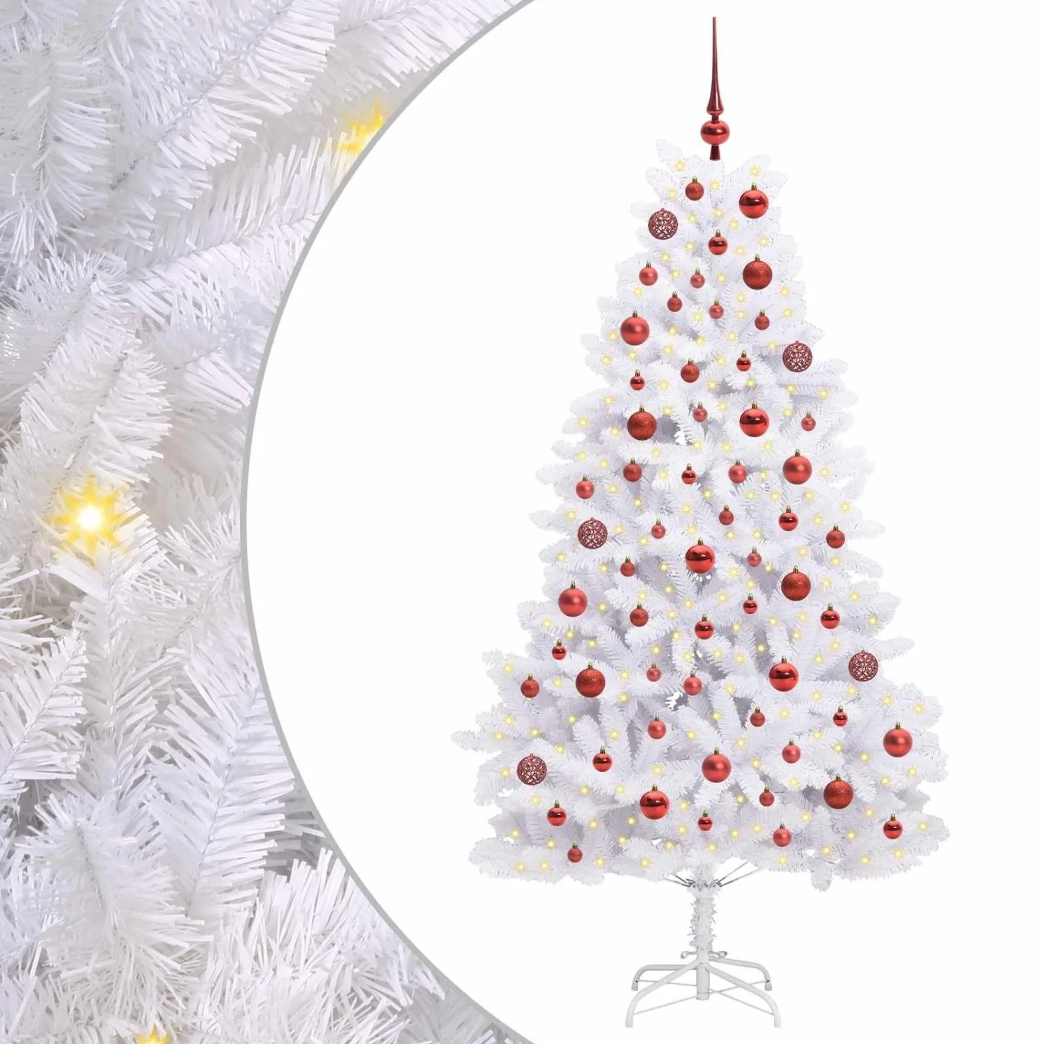 vidaXL Künstlicher Klappbarer Weihnachtsbaum Weiß 180 cm PVC und Stahl 3426594