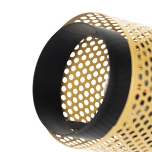Detailaufnahme: QAZQA Industrie Spot Kayden, schwarz/gold, Lochmuster, Teil einer Lampen & Leuchten Kollektion.
