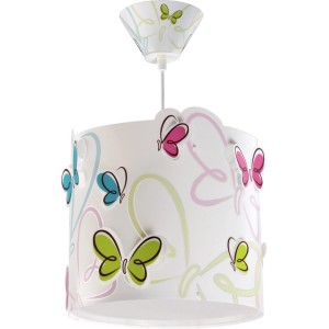 Dalber KinderDeckenlampe Schmetterlinge mit bunten Schmetterlingen auf weißem Lampenschirm.