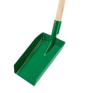 Galaflor Kinder-Strandschaufel grün aus Metall mit Holzstiel. Robust für Sandkasten & Garten.