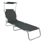 Graue Mojawo Gartenliege mit Sonnendach, klappbar, 186x55x24cm. Relaxliege für Garten und Camping.