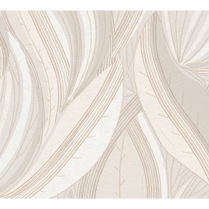 A.S. Creation Vliestapete mit floralem Blätter-Design in Creme-Weiß.