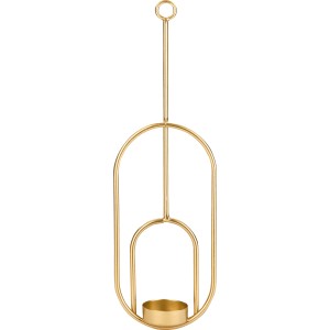 Hängender, goldener Teelichthalter im Modern Antique Design, 31,7 cm hoch.