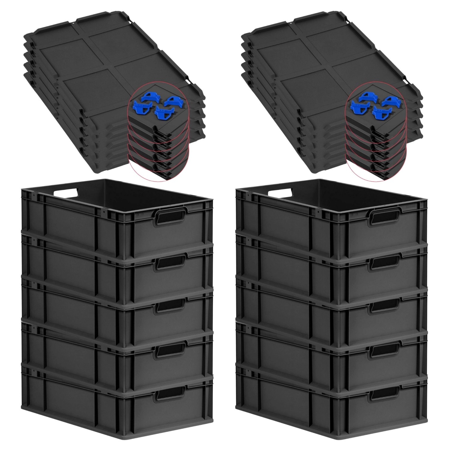 PROREGAL SparSet 10x Eurobox Nextgen Grip Mit Auflagedeckel Und Blauen Vers günstig online kaufen