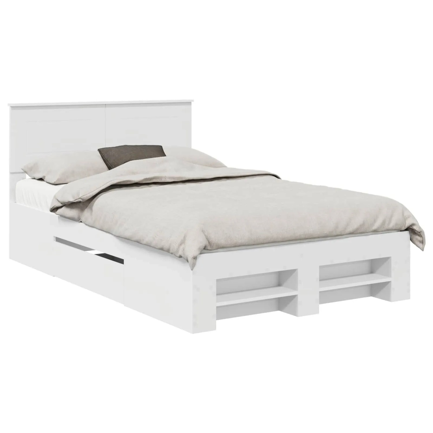 vidaXL Bettrahmen mit Kopfteil Weiß 137 x 203 cm Holzwerkstoff 3408767