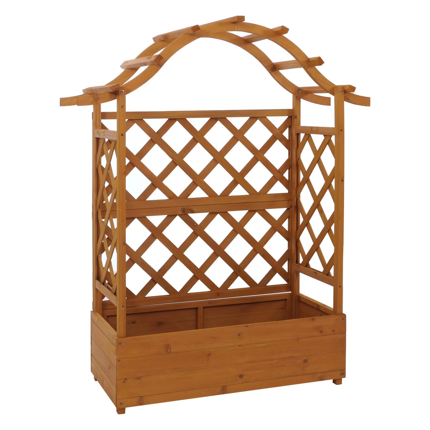 MCW Hochbeet P66 Rankgitter Spalier Holz 138x110x44cm Natur