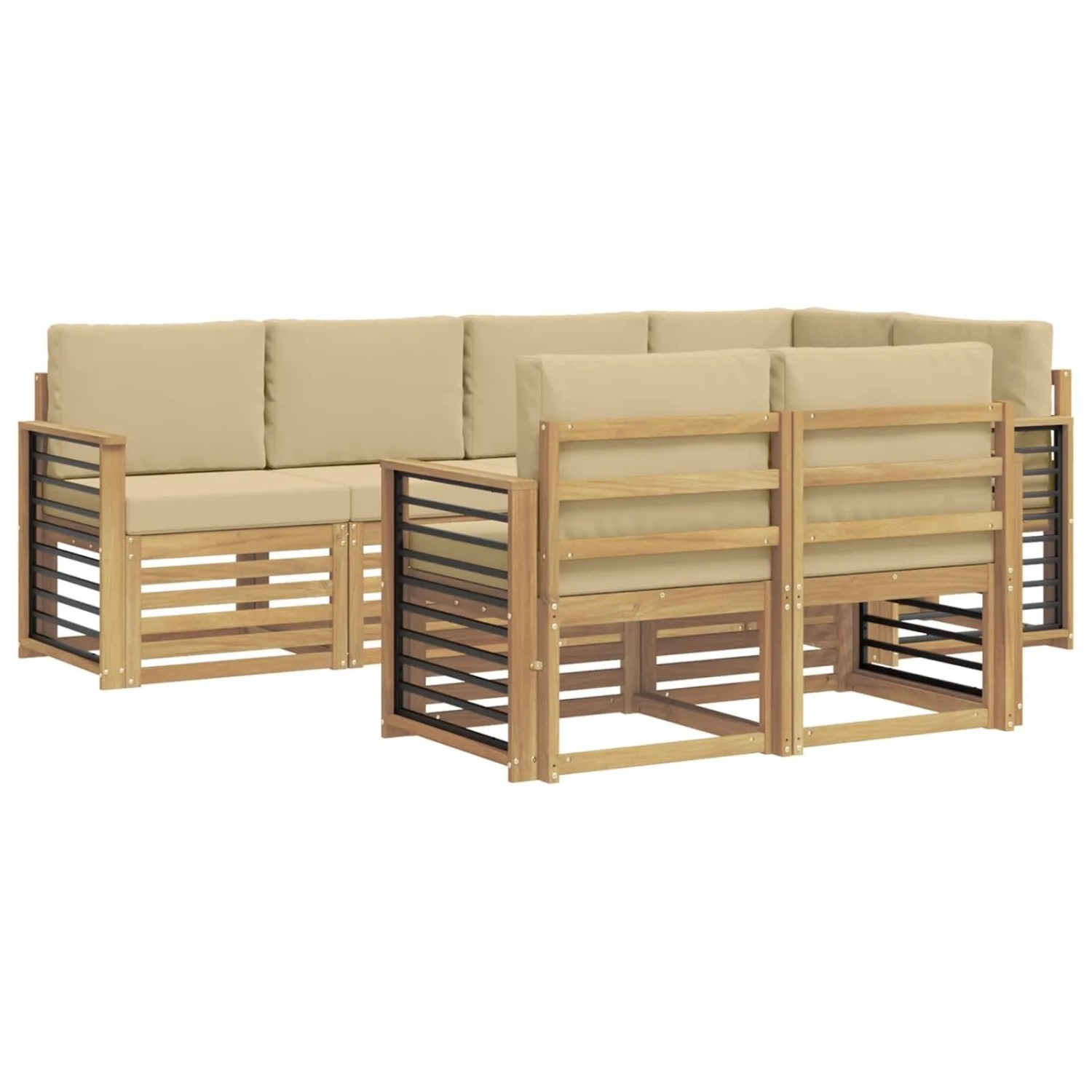vidaXL Outdoor-Sofagarnitur 7 Stk Weiß und Beige 247 x 128,5 x 73 cm 3392008