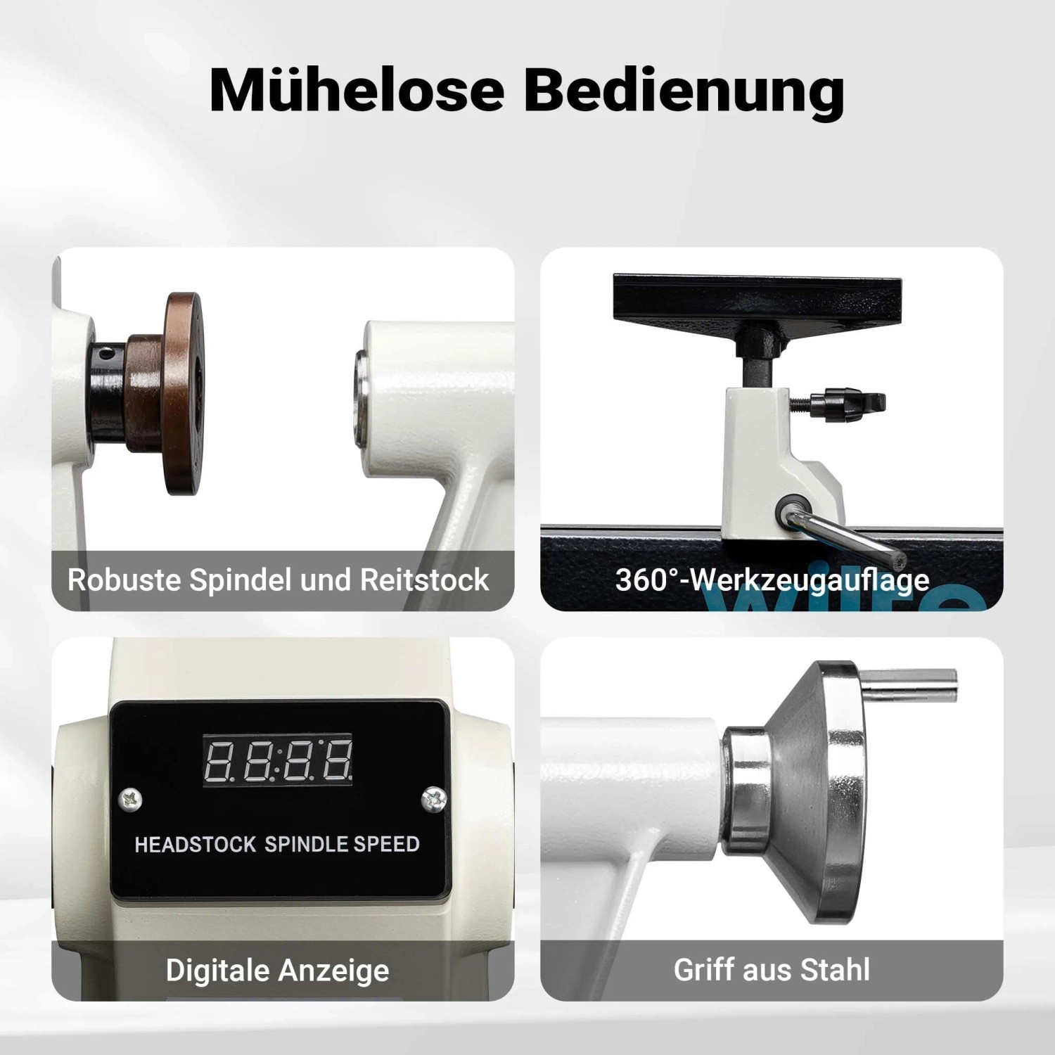 Wiltec Drechselbank 550W Drechselmaschine Drehbank Drechsler Holz Dreheisen_7