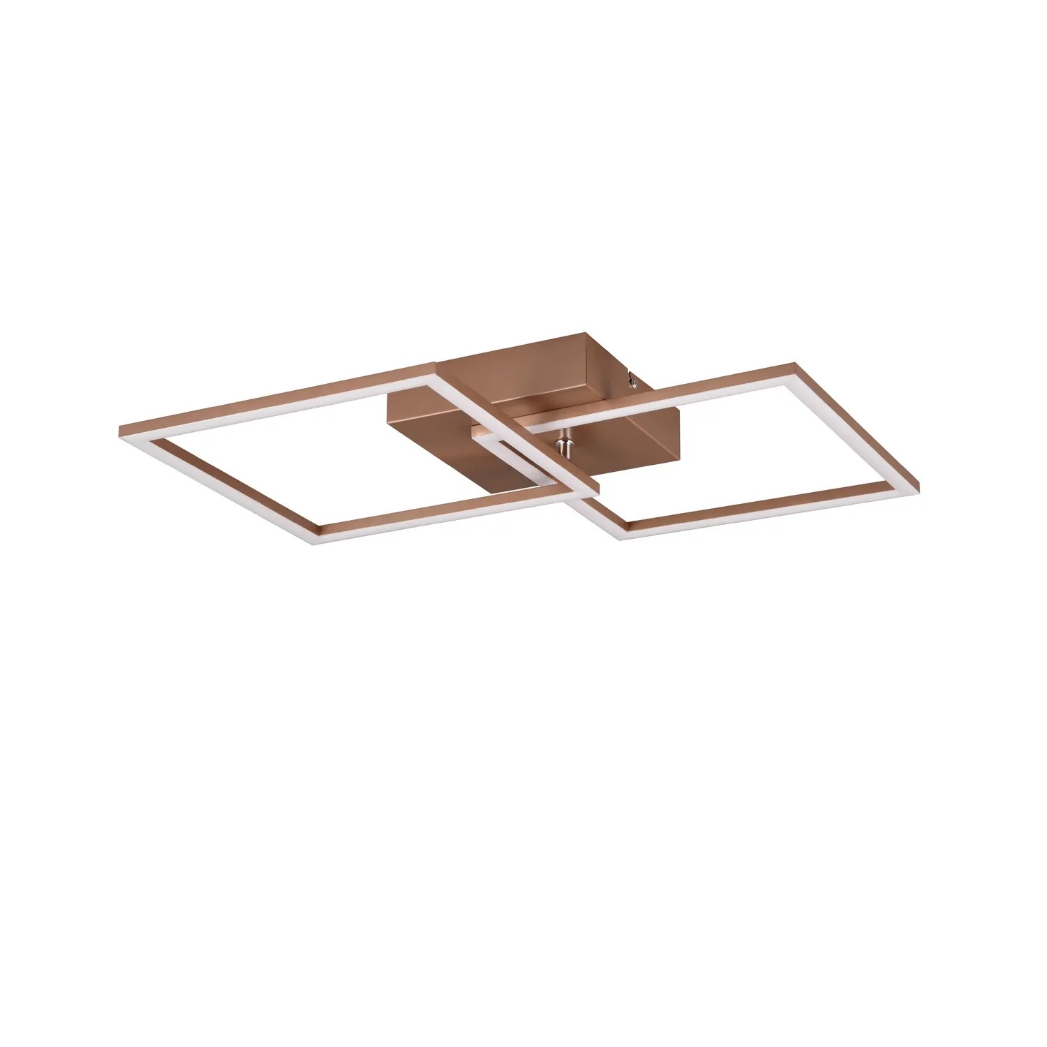 Moderne LED-Deckenleuchte Trail in Coffee-Optik mit zwei schwenkbaren, quadratischen Rahmen.