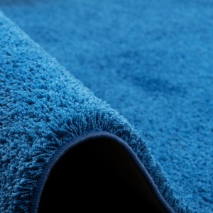 Detailansicht: Blauer Snapstyle Hochflor Shaggy Teppich Palace, 160x160cm. Flauschiger Langflor Teppich.