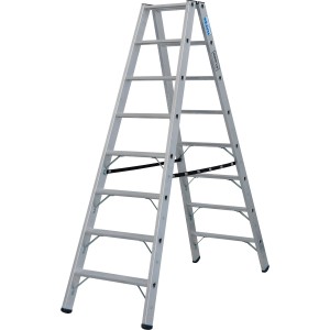 Krause Doppelleiter Stabilo mit 2x8 Stufen, belastbar bis 225 kg, für sicheren Stand.