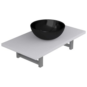 vidaXL Badmöbel-Set mit weißem Wandregal und schwarzem Keramik-Waschbecken.
