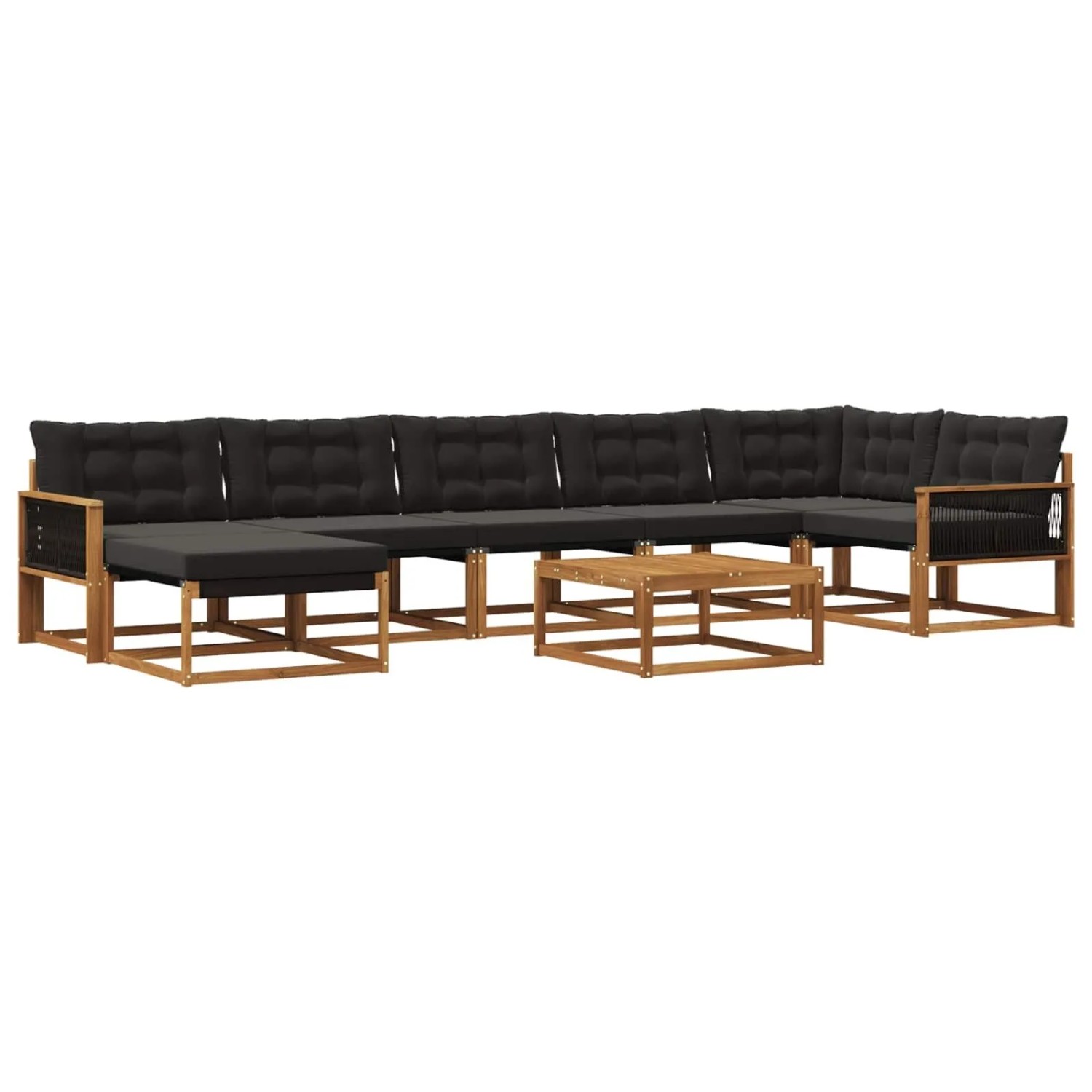 vidaXL Outdoor-Sofagarnitur mit Kissen 8 Stk Natur und Schwarz 3381584