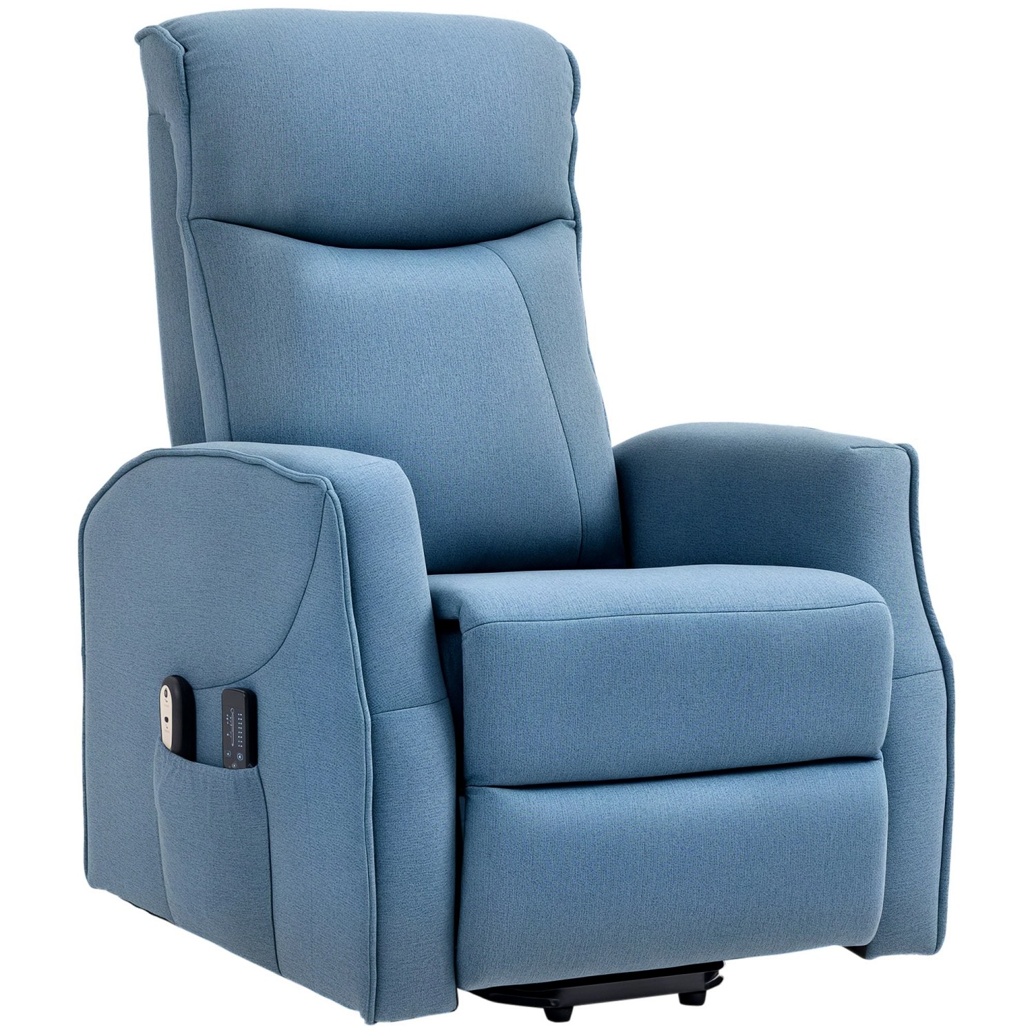 HOMCOM Sessel mit Aufstehhilfe Leinen 100% Polyester Eisen Schaumstoff Blau