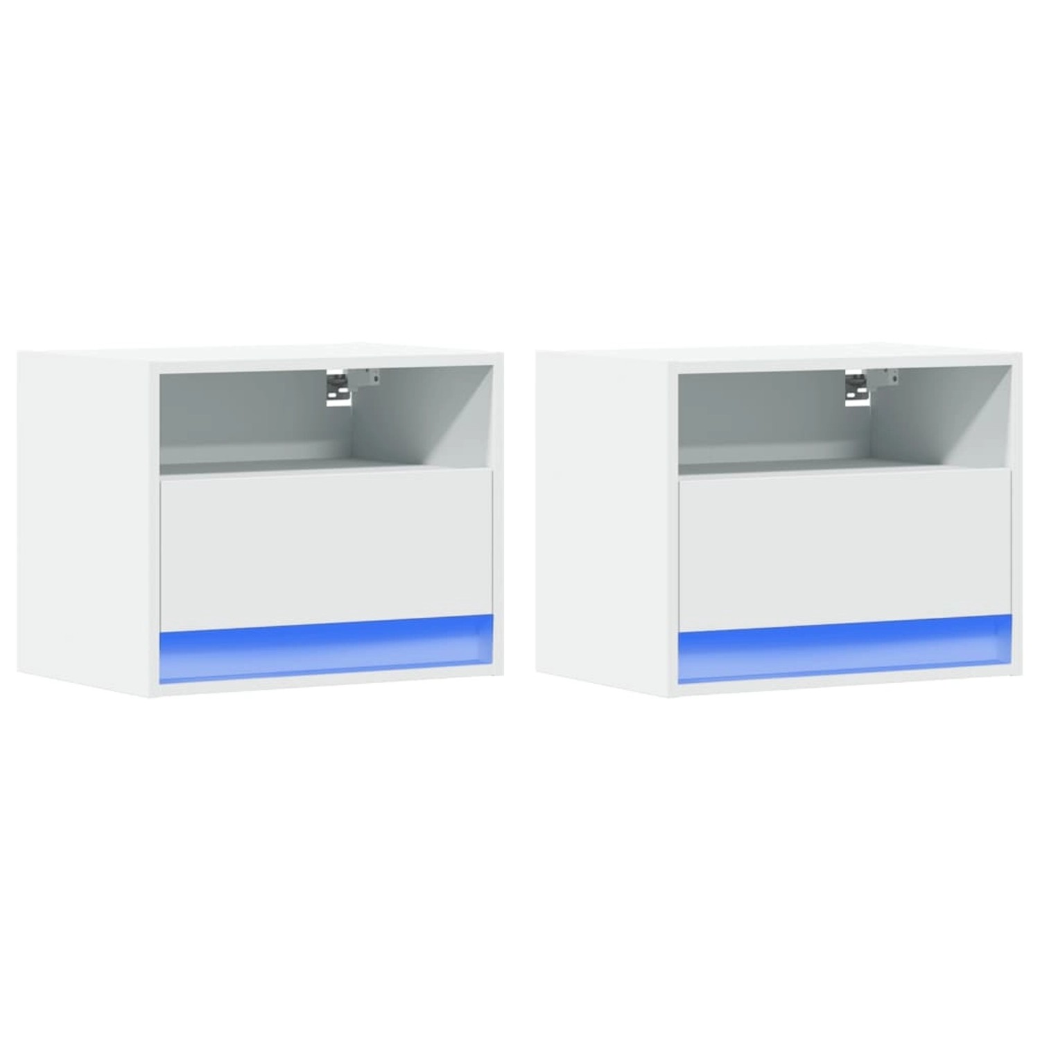 vidaXL Wand-Nachttische mit LED-Leuchten 2 Stk, Weiß 852062 günstig online kaufen