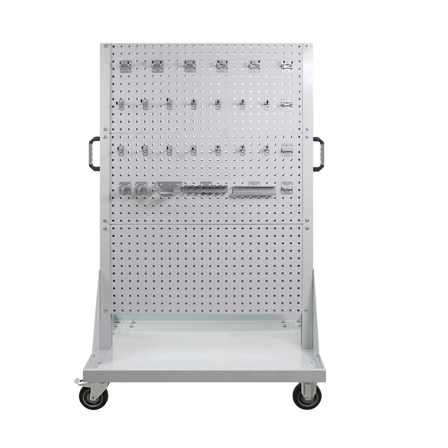 PROREGAL Rollwagen Mit 6 Lochplatten & 28-Teilige Haken-Set HxBxT 171x106,5x73cm Lichtgrau