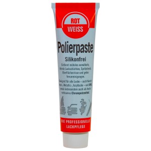 Rot-Weiss Polierpaste, 100ml Tube zur Lackreparatur und Chrompflege.