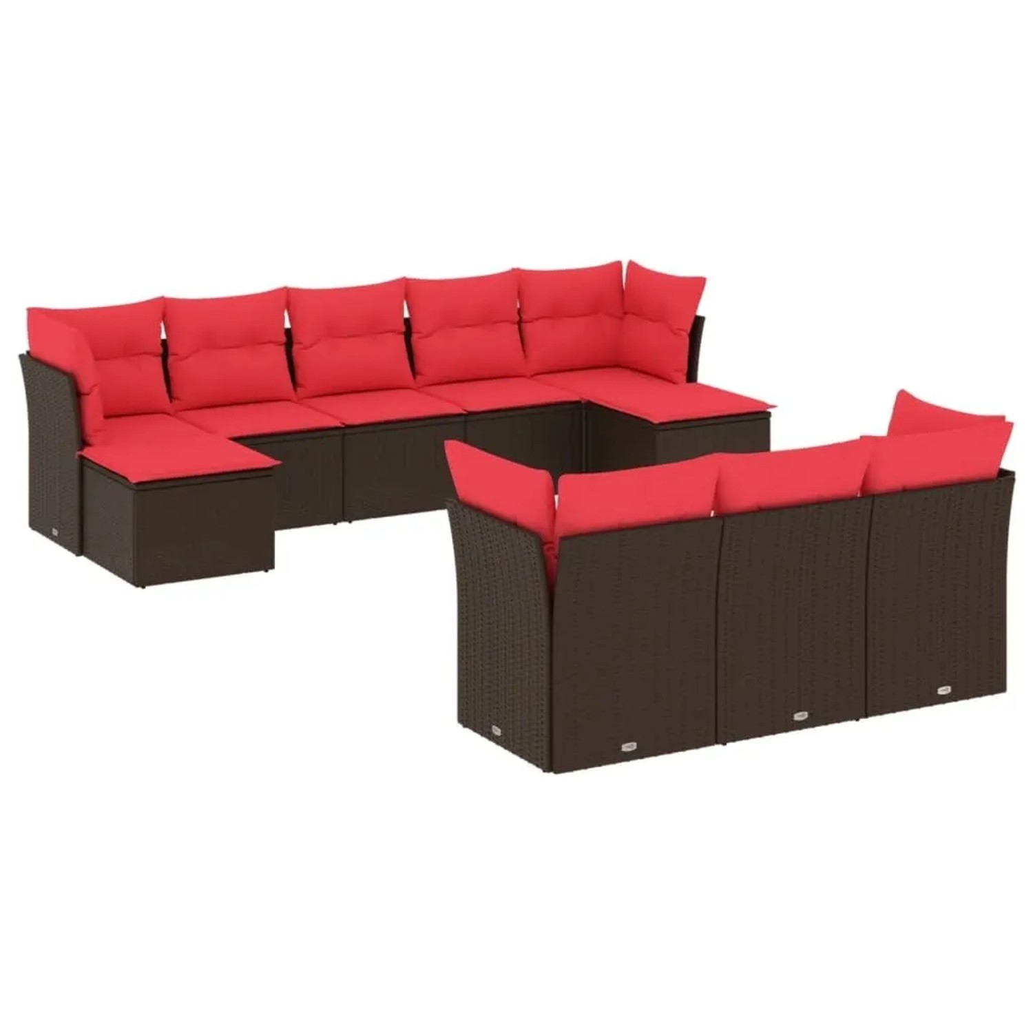 vidaXL 10-Tlg Gartensofa-Set mit Kissen Braun Polyrattan 3218334 günstig online kaufen