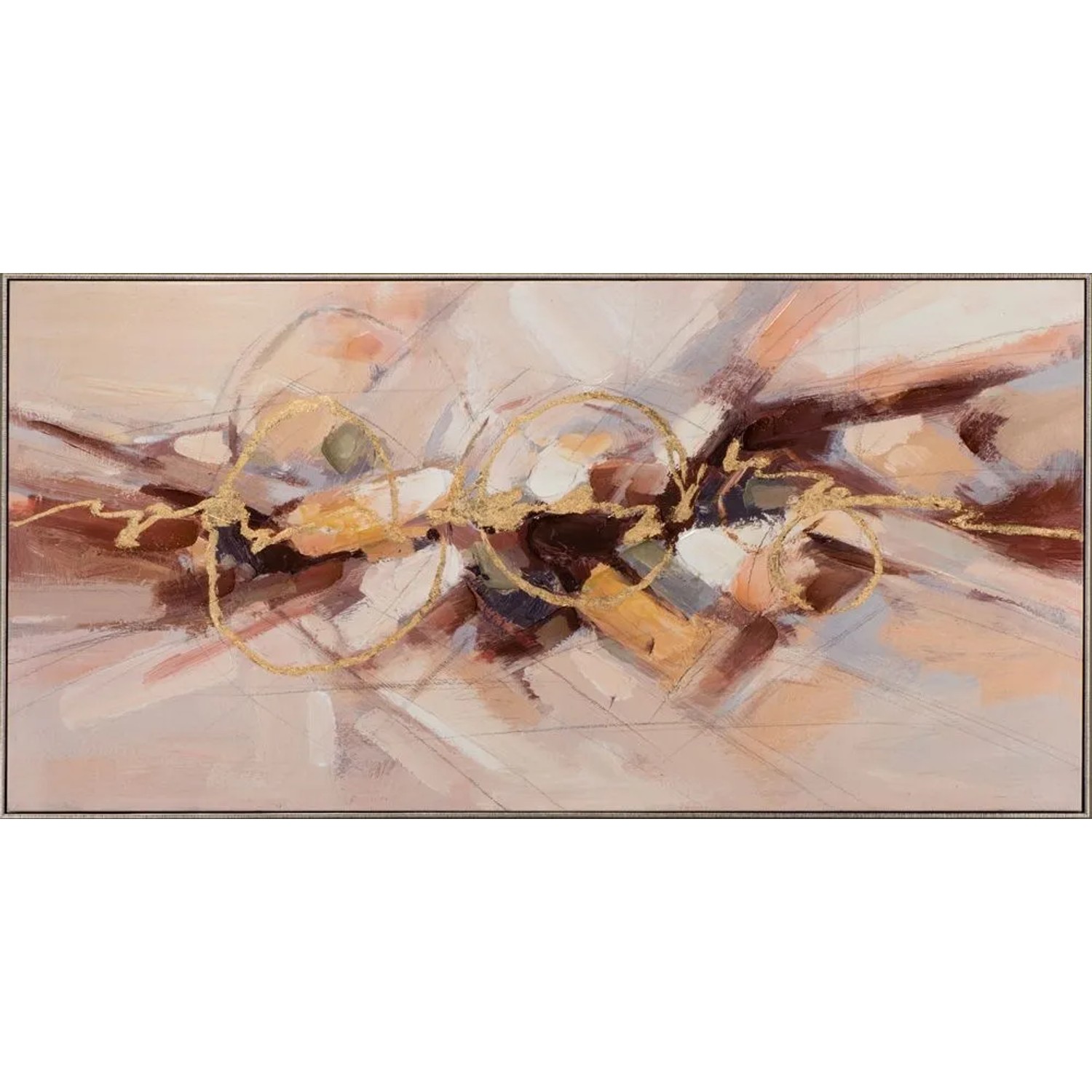 Art Universe Leinwandbild Abstrakte Geometrie in Gold 70 x 140 cm