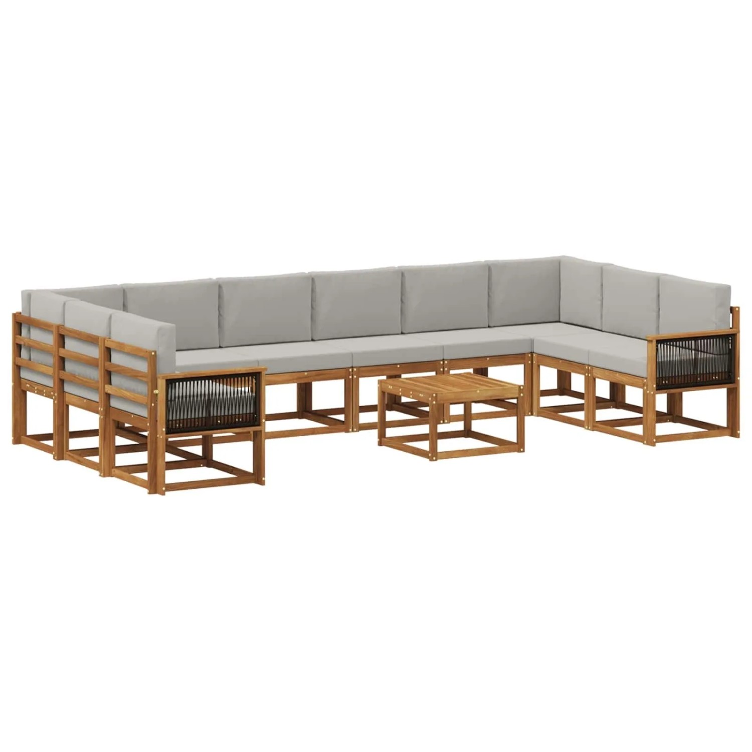 vidaXL Outdoor-Sofagarnitur mit Kissen 11 Stk Natur und Hellgrau 3385592