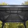 Innenansicht des anthrazitfarbenen Sojag Pavillon Ventura mit Stahldach und Aluminiumgestell.