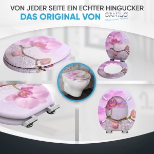 Sanilo WC-Sitz Blooming mit Absenkautomatik, Holz, Orchideen-Design.