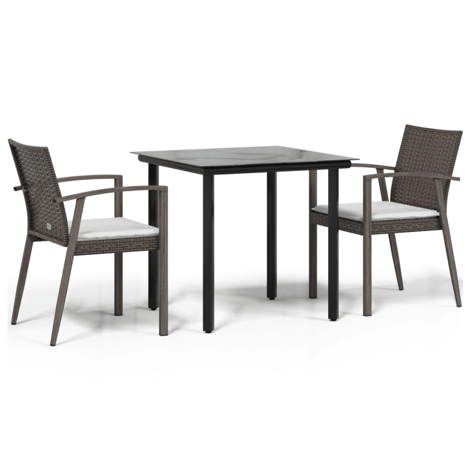 vidaXL 3-Tlg Garten-Essgruppe mit Kissen Poly Rattan und Stahl 3186985 günstig online kaufen