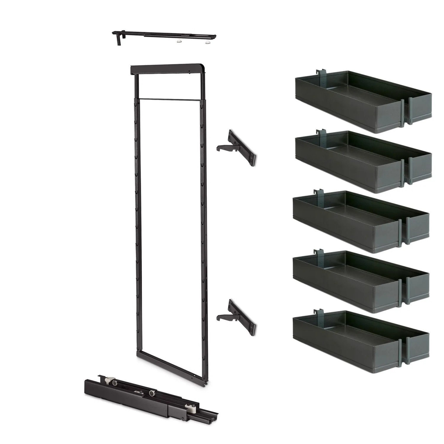Kesseböhmer DISPENSA-X Anthrazit für Korpusbreite 300 mm Korpushöhe 1900 Bis 2300 mm Apothekerauszug 100 kg Tragkraft mi...