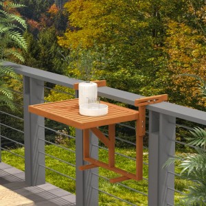 Outsunny Balkonhängetisch aus Holz, verstellbar mit 4 Positionen, belastbar bis 20 kg.