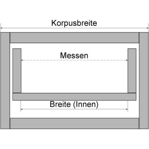Anleitung: Innenmaß der Schublade für SOTECH Orga-Box VIII Besteckeinsatz messen.
